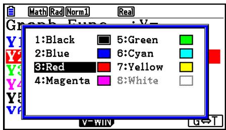 CASIO GRAPH COLOR FX-CG20 - - Pour modifier les propriétés d'un graphe depuis l'écran de liste de relation du graphe - 3