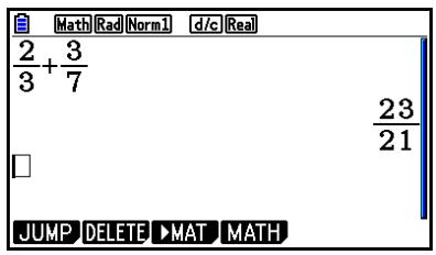 CASIO GRAPH COLOR FX-CG20 - ■ Affichage des résultats de calculs en mode d'écriture mathématique - 1