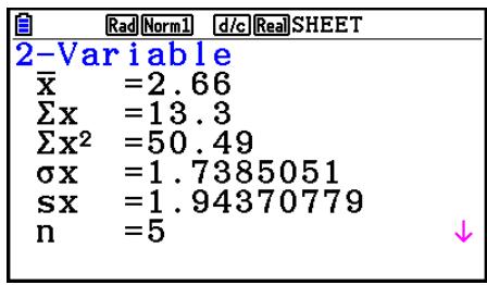 CASIO GRAPH COLOR FX-CG20 - - Calculus statistiques et de régression avec des variables appariées - 2