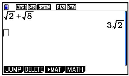 CASIO GRAPH COLOR FX-CG20 - ■ Affichage des résultats des calculs comme nombres irrationnels - 2