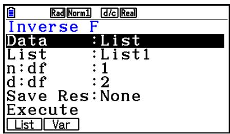 CASIO GRAPH COLOR FX-CG20 - - Distribution cumulative F inverse - 1