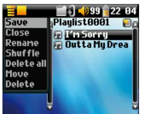 ARCHOS 105 - Options de menu des listes - 1
