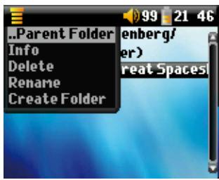 ARCHOS 105 - Menu contextuel d'un répertoire - 1