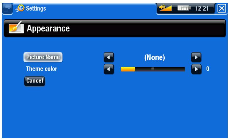 ARCHOS 405/605/705 - PARAMÉTRES "APPEARANCE" [APPARENCE] - 1