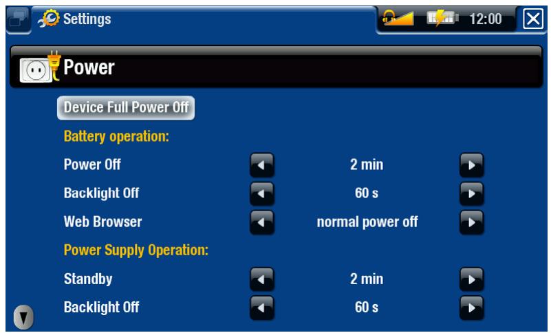 ARCHOS 405/605/705 - PARAMÉTRES “POWER” [ALIMENTATION] - 1