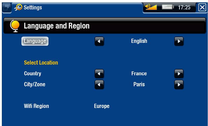 ARCHOS 405/605/705 - PARAMÉTRES “LANGUAGE (AND REGION)” [LANGUE (ET RÉGION)] - 1