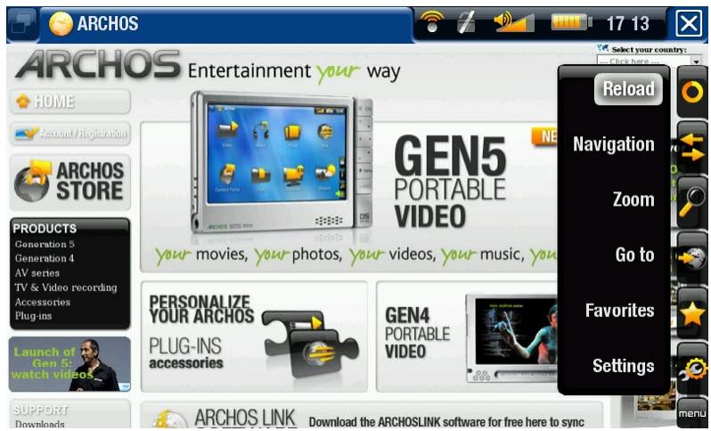 ARCHOS 405/605/705 - UTILISER LE NAVIGATEUR INTERNET - 1