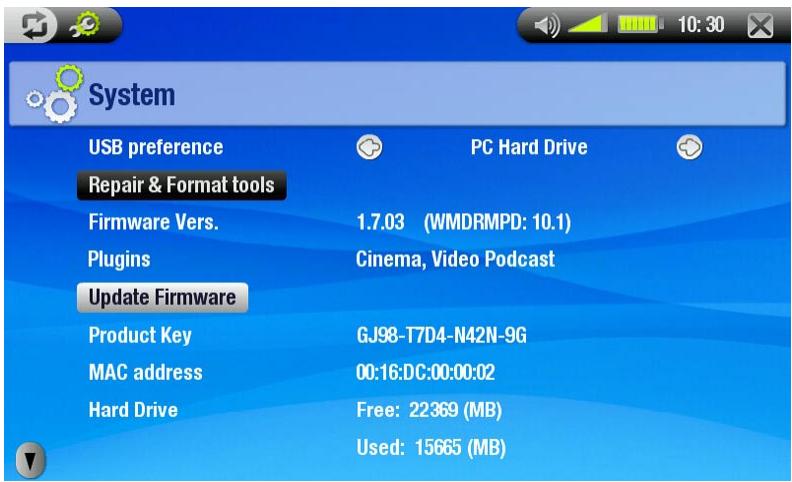 ARCHOS 704 WIFI - PARAMÈTRES DE SYSTÈME - 1