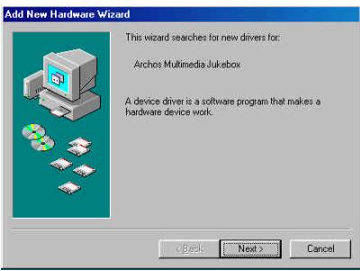 ARCHOS JUKEBOX MULTIMEDIA 120 - Installer les pilotes pour Windows 98SE - 1
