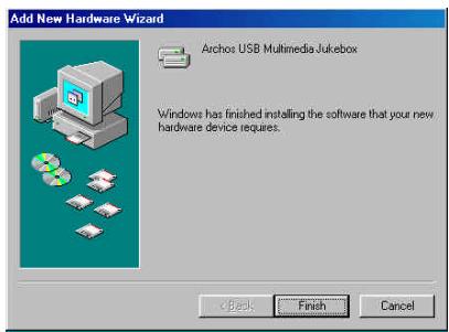 ARCHOS JUKEBOX MULTIMEDIA 120 - Installer les pilotes pour Windows 98SE - 4