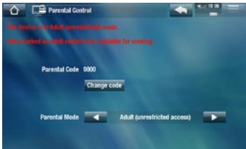 ARCHOS 5 - PARAMÉTRES PARENTAL CONTROL [CONTRÔL PARENTAL] - 1
