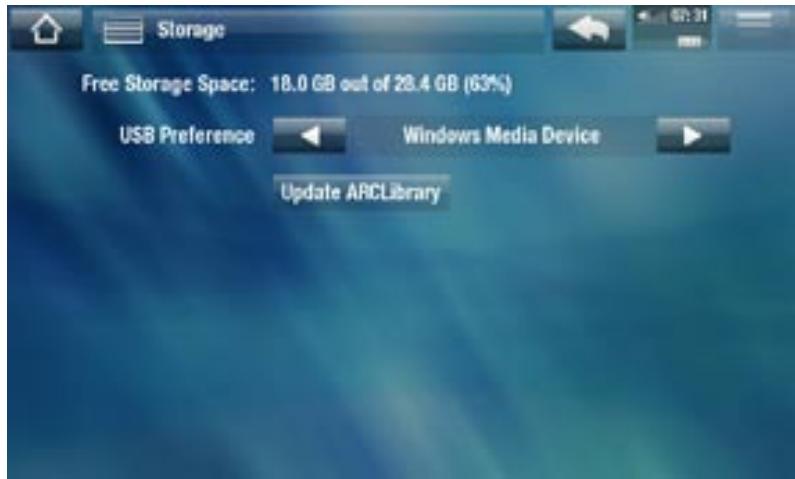 ARCHOS 5 - PARAMÉTRES STORAGE [MÉMOIRE] - 1