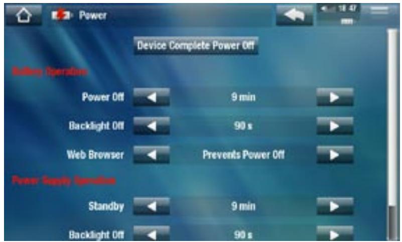 ARCHOS 5 - PARAMÉTRES POWER [ALIMENTATION] - 1