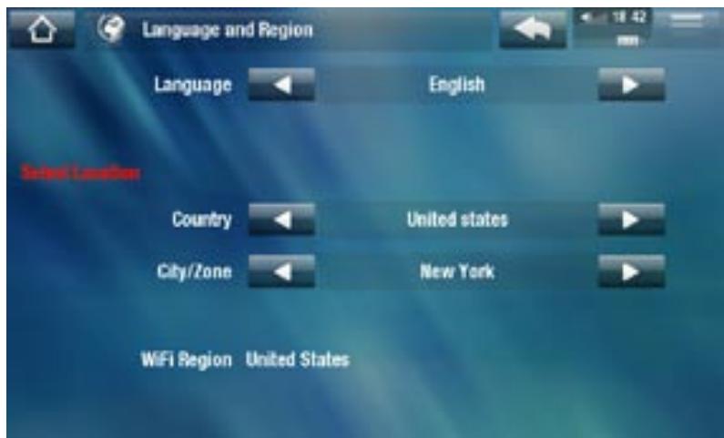 ARCHOS 5 - PARAMÉTRES LANGUAGE AND REGION [LANGUE ET RÉGION] - 1