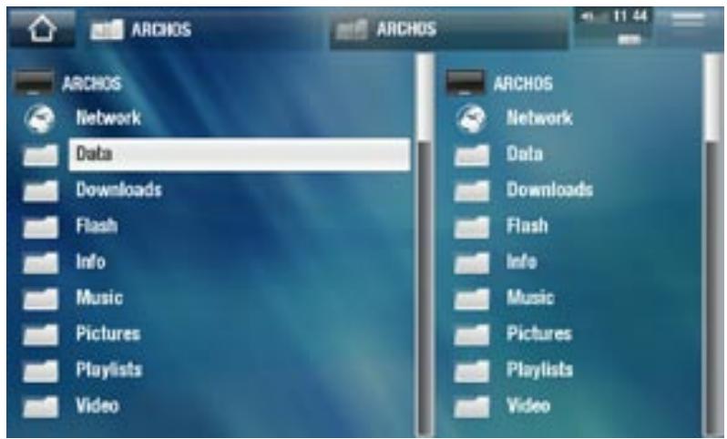 ARCHOS 5 - Vous verrez deux panneaux : - 1