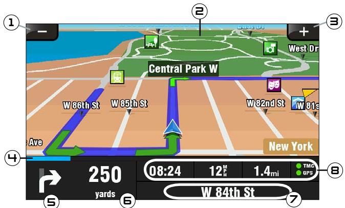 ARCHOS 605 GPS - THE MAIN NAVIGATION SCREEN - 2
