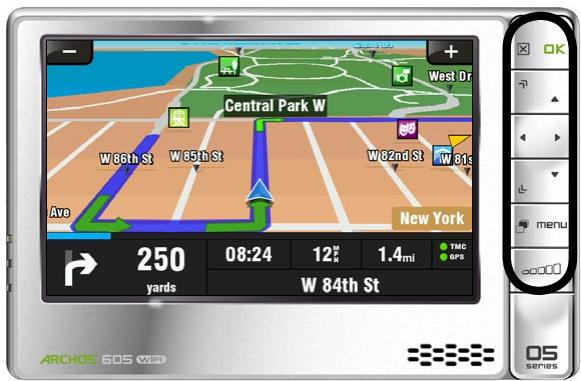 ARCHOS 605 GPS - USING THE BUTTONS - 1