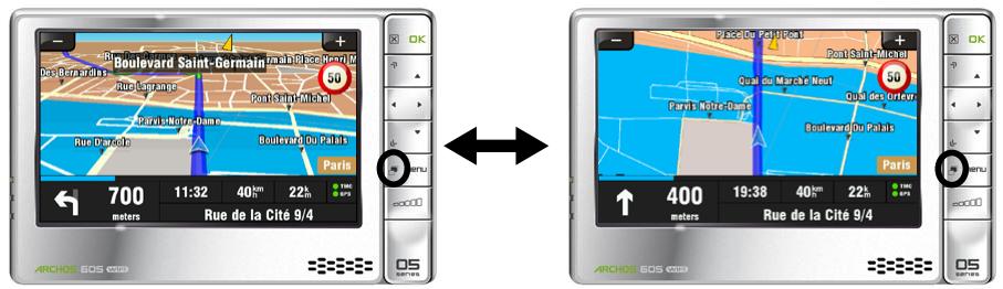 ARCHOS 605 GPS - MODOS DE VISUALIZACION EN 2D/3D - 1
