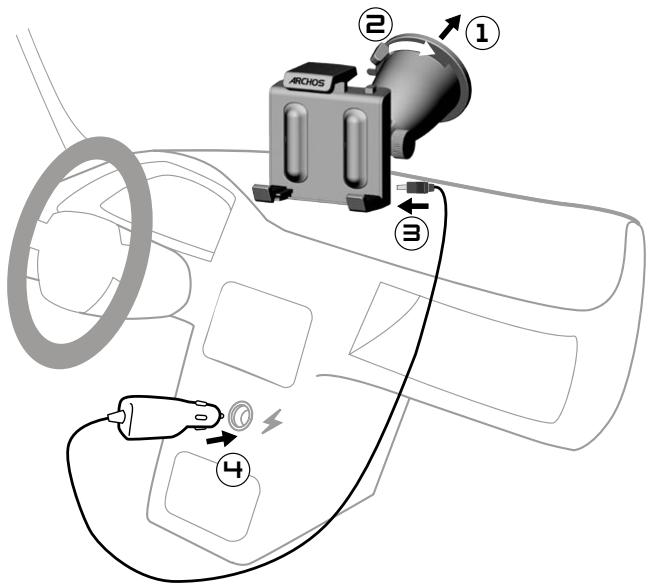 ARCHOS 605 GPS - INSTALLATION DER KFZ-HALTERUNG - 1
