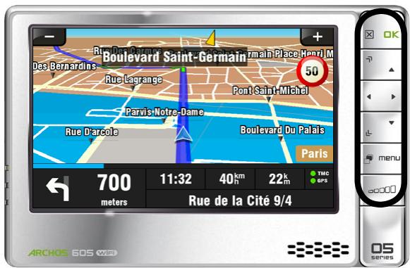 ARCHOS 605 GPS - UTILISATION DES BOUTONS - 1