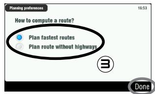 ARCHOS 605 GPS - OPTIONS DE CALCUL D'ITINÉRAIRE - 3