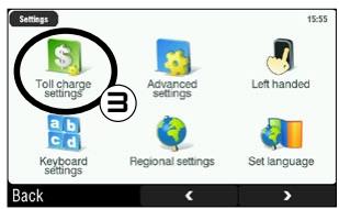 ARCHOS 605 GPS - TOLL CHARGE SETTINGS - 3