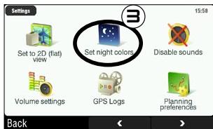 ARCHOS 605 GPS - MODES DE COULEUR DIURNÉ/NOCTURNE - 3
