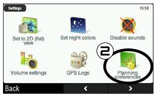 ARCHOS 605 GPS - OPTIONS DE CALCUL D'ITINÉRAIRE - 2