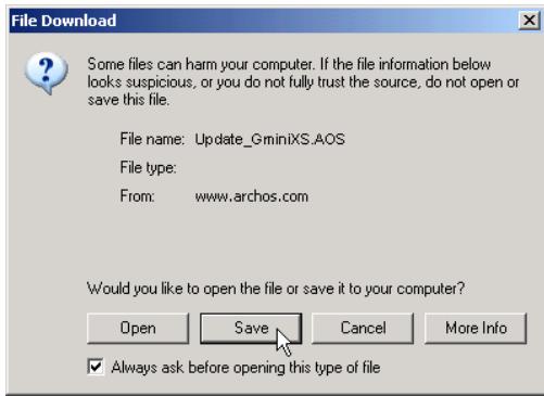 ARCHOS GMINI XS200 - Téchéarger le fichier Update GminiXS.AOS - 1