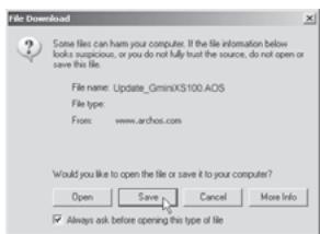 ARCHOS GMINI XS202 - Télécharger le fichier Update_GminiXS. AOS - 1