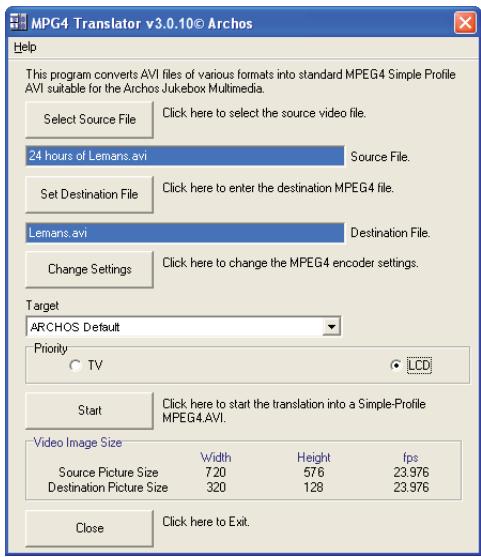 ARCHOS AV 500 - Utiliser MPEG-4 Translator - 1