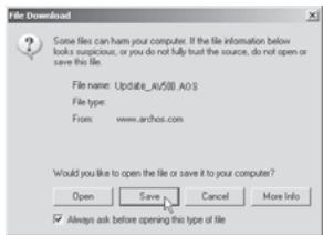 ARCHOS AV 500 - Télécharger le fichier Update_AV 500.AOS - 1