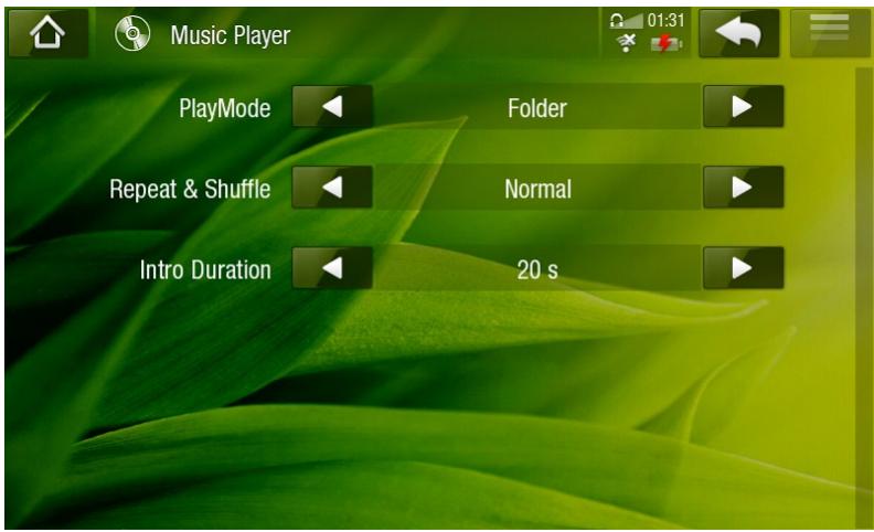 ARCHOS 5 INTERNET TABLET - PARAMÈTRES DU LECTEUR AUDIO - 1