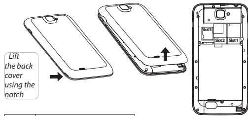 Lift the back cover using the notch