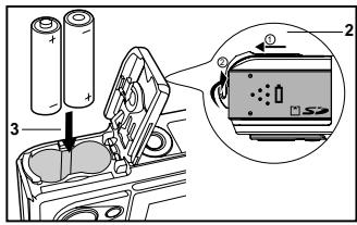 PENTAX OPTIO 50 - Installer les piles (accessoires en option) - 1