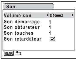 PENTAX OPTIO M30 - Changement des réglages sonores - 1