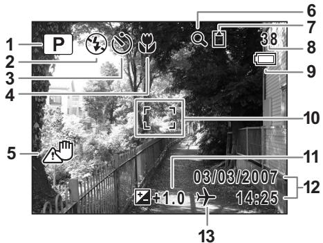 PENTAX OPTIO M30 - Indications de l'écran - 1