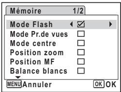 PENTAX OPTIO M30 - Sauvegarde des réglages (Mémoire) - 2