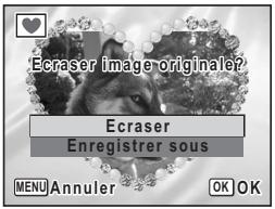 PENTAX OPTIO M30 - Sélectionnez [Écraser] ou [Enregistrer sous] à l'aide du bouton de navigation (▲▼). - 1