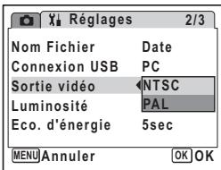 PENTAX OPTIO M30 - Changement du système de sortie vidéo - 1