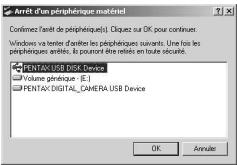 PENTAX OPTIO S - Déconnexion de la liaison appareil/PC (Windows 2000/Me) - 3