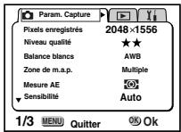 PENTAX OPTIO S - Comment revenir au menu [✗] Préférences] - 2