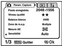 PENTAX OPTIO S - Comment revenir au menu [✗] Préférences] - 2