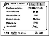 PENTAX OPTIO S - Comment revenir au menu [✗] Préférences] - 2