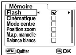 PENTAX OPTIO S4I - Sauvegarde des éléments du menu (Mémoire) - 3