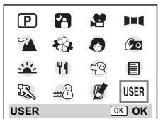 PENTAX OPTIO S5N - Utilisation des réglages des fonctions prédéfinies (mode User) - 1