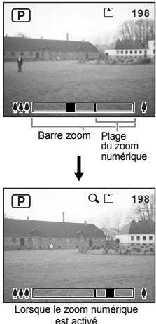 P 198 Barre zoom Plage du zoom numérique ↓ P 198 Lorsque le zoom numérique est activé