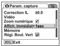 PENTAX OPTIO S6 - Réglage de la durée de l'affichage immédiat - 1