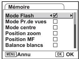 PENTAX OPTIO S6 - Sauvegarde des éléments du menu (Mémoire) - 3