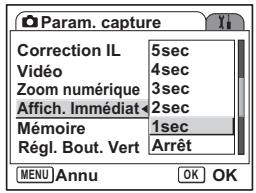 PENTAX OPTIO S6 - Réglage de la durée de l'affichage immédiat - 2